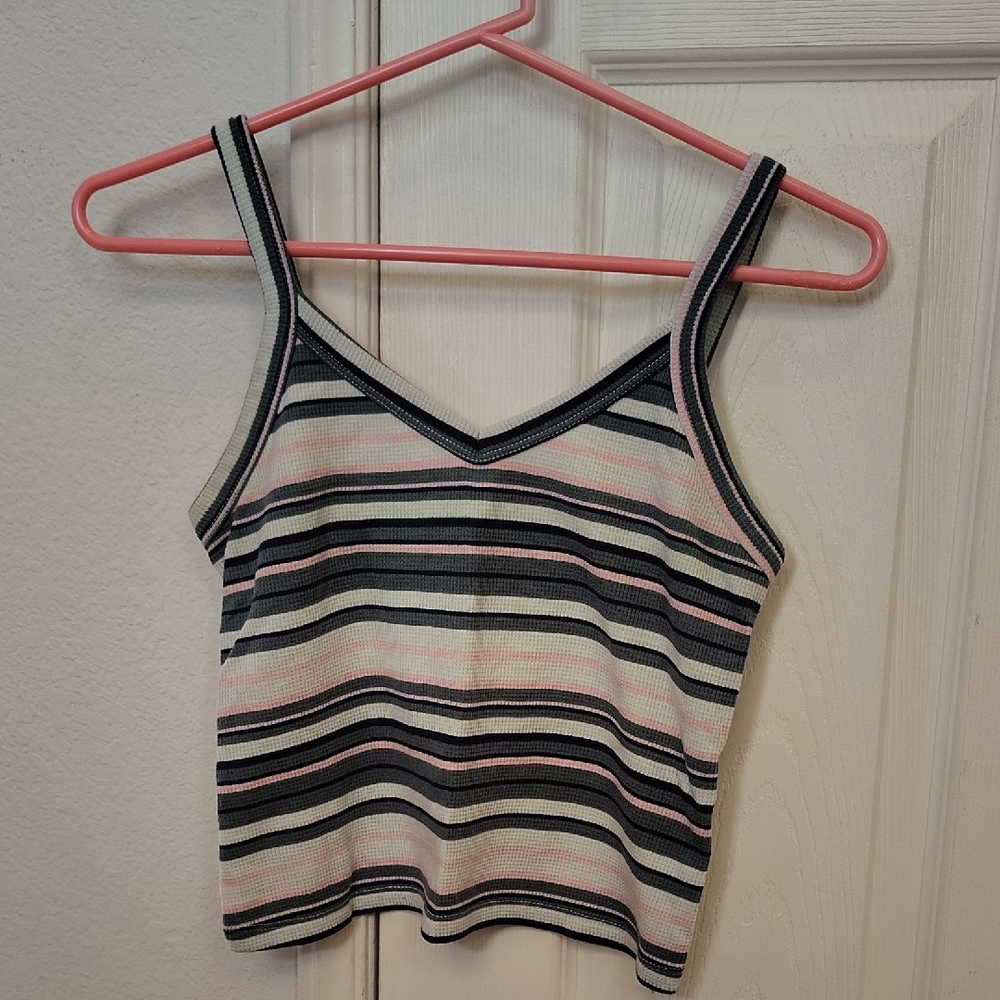 SO Women's Striped Camisole - Black, White, Pink